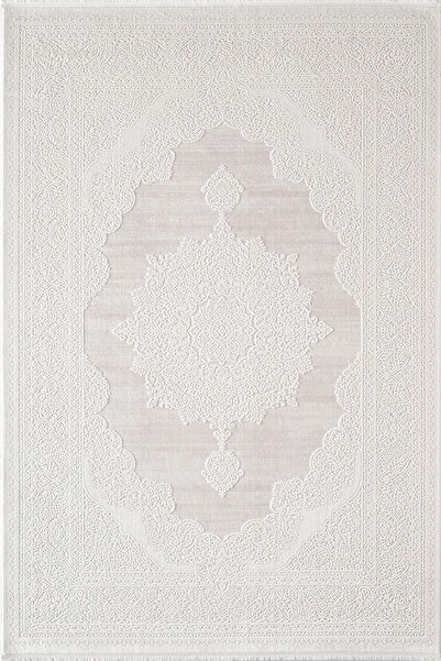 Karmen Halı Leon LN011W Krem Halı Klasik Desen Pamuk Taban Akrilik Tozuaz Sal...