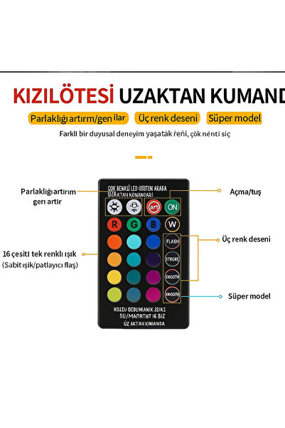 Mbois Kumandalı Rgb 16 Renk 2 Adet Led Drone Bisiklet Araç Çakarlı Lamba 7 Renk Su Geçirmez