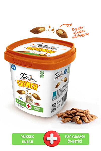 Felicia Tüy Yumağı Önleyici Vitality Enerji Kedi Crunch Ödül Maması Sığır Etl...