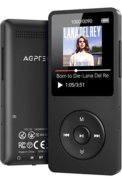AGPTEK MP3 Çalar 32 GB Bluetooth 5.3, 1.8 İnç Ekran, 70 Saat Çalma Süresi