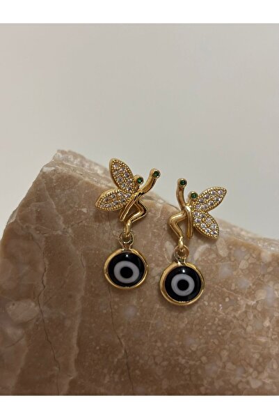 stainless steell Nazar Boncuklu Kelebek Figür Çelik Küpe