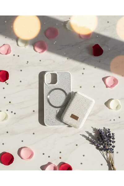 KumOziShop iPhone 15 Uyumlu MagSafe ve Mıknatıs Özellikli Taşlı Cüzdanlı Prem...