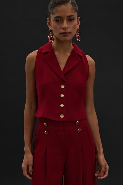 Sateen Eva Vest - Burgundy