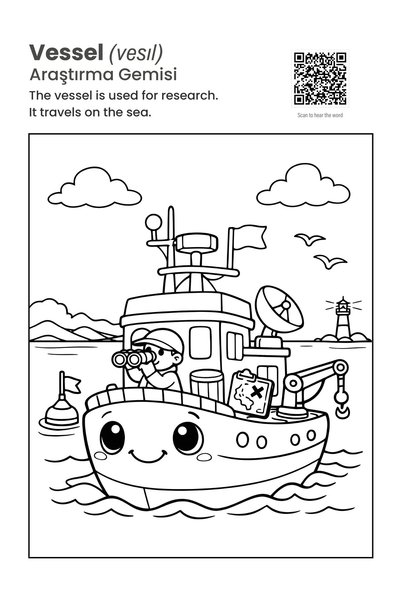 Jüpiter Çocuk Yayınları I'M Learning English Words – Fun Vehicles Coloring Book |   Listen with Qr (Cambridge)