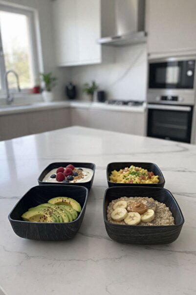 CASTEROLİ 4-Piece Blackwood (Wooden Look) Mini Square Bowl Set for Snacks & B...