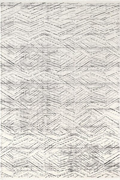 Karmen Halı Look Black LB002G Krem Halı Dekoratif Çizgili Modern Desen Akrili...