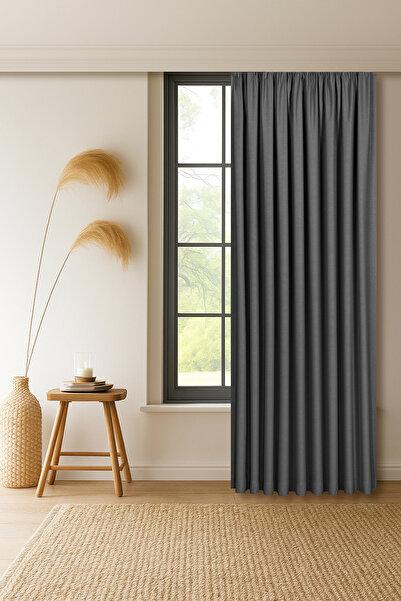 Gauze Fabric Design Capri Linen Textured Anthracite Extra-Thick High Quality ...