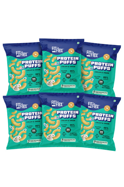 FIT and FLEX Protein Puffs Cream & Onion 12G Protein, Gluten free, No Trans-F...