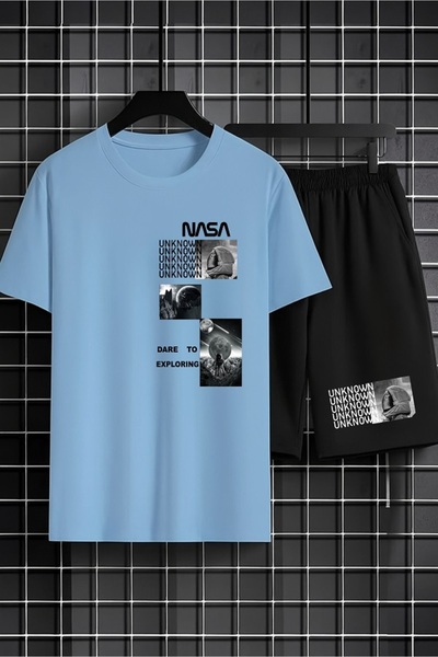 x-compass life Unisex Sort Thort Suit Cotton Nasa Image Printed for Men