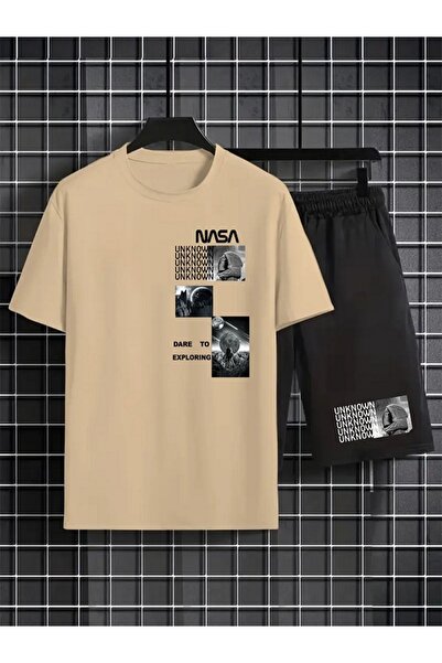 x-compass life Unisex Sort Thort Suit Cotton Nasa Image Printed for Men