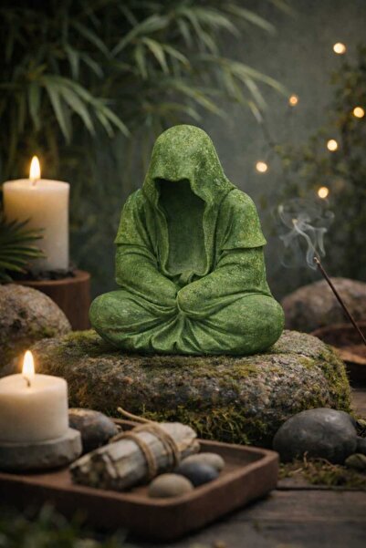 Turnberry Vintage Meditasyon Buddah Heykeli Mini Buda El Yapımı,El Boyama Taş...