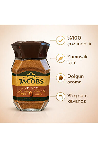 Jacobs Velvet %100 Çözünebilir Kahve 95 g | Yumuşak İçim, Dolgun Lezzet