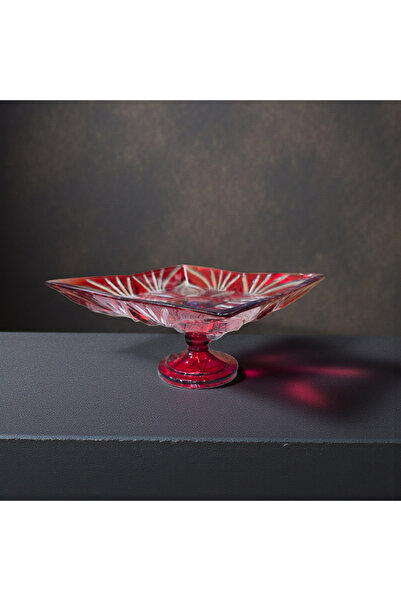 AYZ HOME Crystal Glass Presentation Bowl with Stand - 22 cm Cut-Decorated Sug...