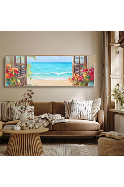 woodhomeworks Tek Parça Gerçek Ahşap Yatay Panorama Çerçeveli Tablo pencerede...