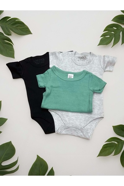 RYZE ÇOCUK Half Sleeve Triple Baby Clothes Set Mint Green
