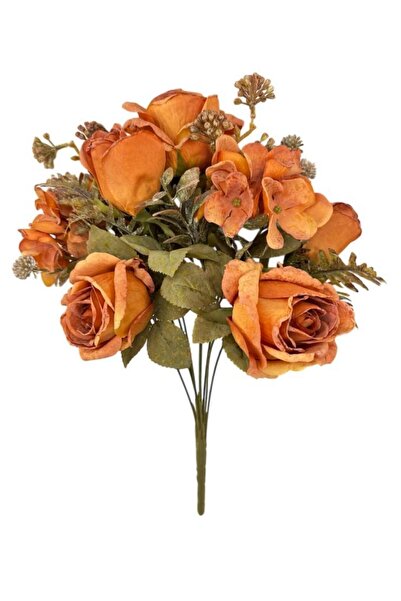Nettenevime Artificial Flower Salmon Vintage Dry Rose Arrangement Bunch 9-Bra...