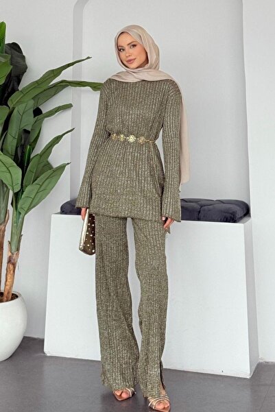 Şulemoda Giyim Kayla Glitter Suit Khaki