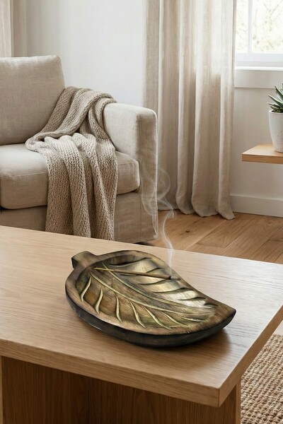 by burcu doğan El Yapımı Ahşap Yaprak Model Tütsülük