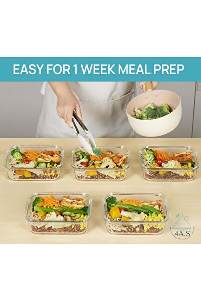 Generic Glass Food Storage Containers with LIDRectangular, Transparent,1000 M...