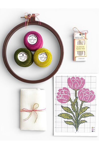 fabricorg Etamin - Kanaviçe Başlangış Seti LALE ( SET-6 )