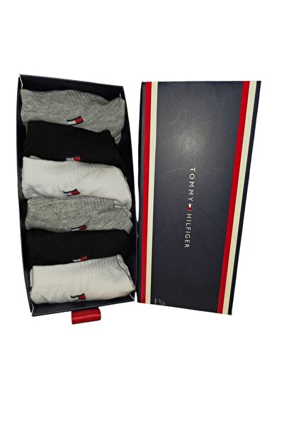 NoNameStore7 Unisex ankle socks with logo, 6 pairs, White, Grey, Black, One Size