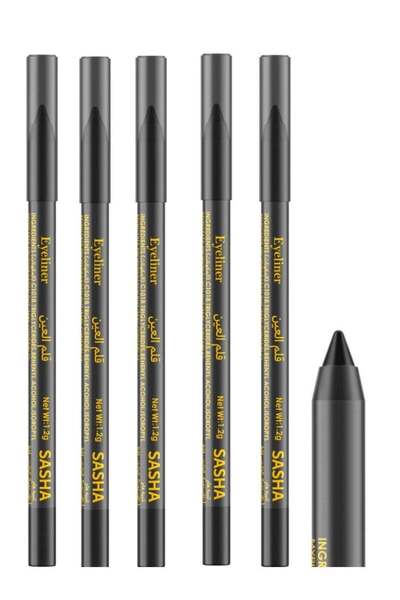 SASHA Eye Liner Pencil Waterproof Long Lasting Black Color 5 Pieces