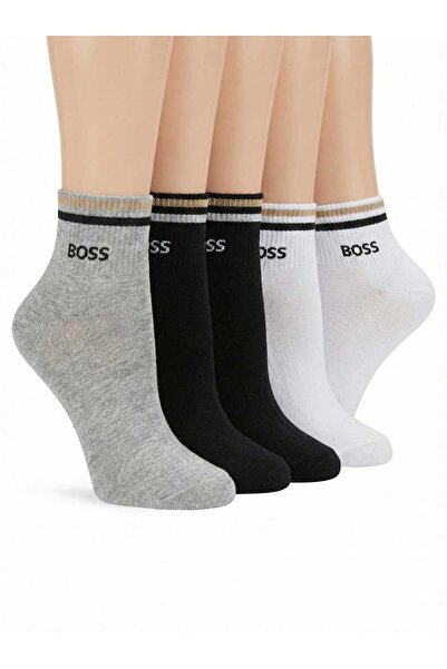 NoNameStore7 Unisex ankle socks with logo, 6 pairs, White, Grey, Black, One Size