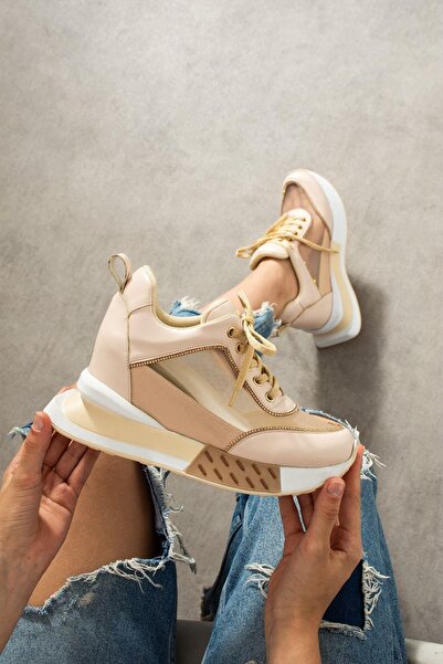 Modanizm Chic Cream Hidden Heel Sneakers