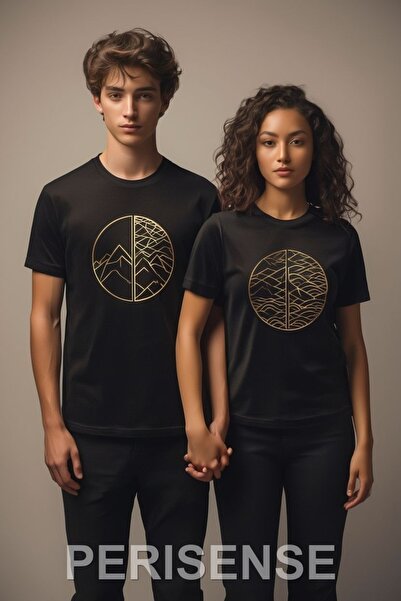 PERISENSE Set de tricouri pentru cupluri Lover Combination Creative 7450 cu d...