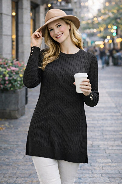 Elçelya Moda Women's Elegant Mercerized Knit Patterned Standard Youth Tunic S...