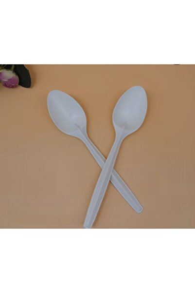 alenked Cream Plastic Dessert Spoon 10 Pieces