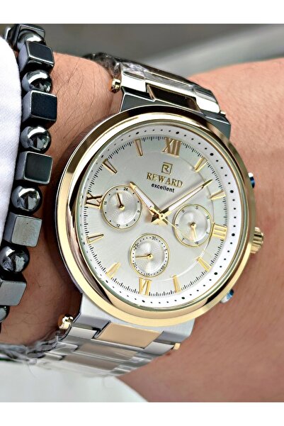 Reward Altın Gümüş Renk Fonksiyonlar Aktif Çelik Kordon Orjinal Erkek Kol Saa...