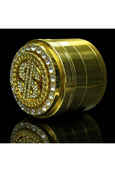 REKS Lüks Gold Premium Baharat Öğütücü Taşlı Döner Başlıklı $ Detaylı Metal G...