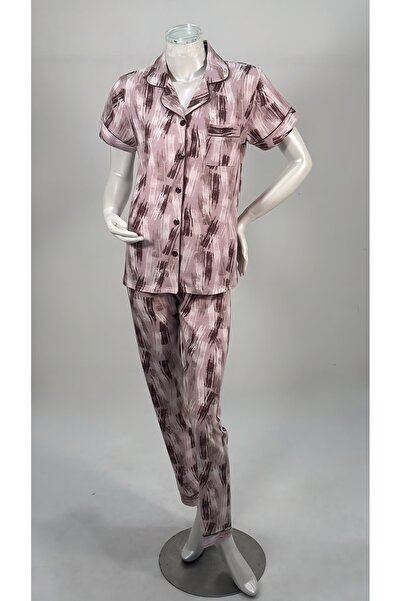 bbs fashion Comfortable women's cotton short-sleeved pajama set with buttons
