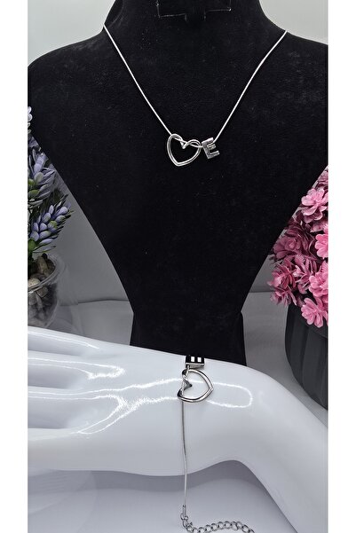 ahsenaksesuar2025 Paslanmaz Çelik -E- Harfli Kolye Bileklik Seti Altın & Gümü...