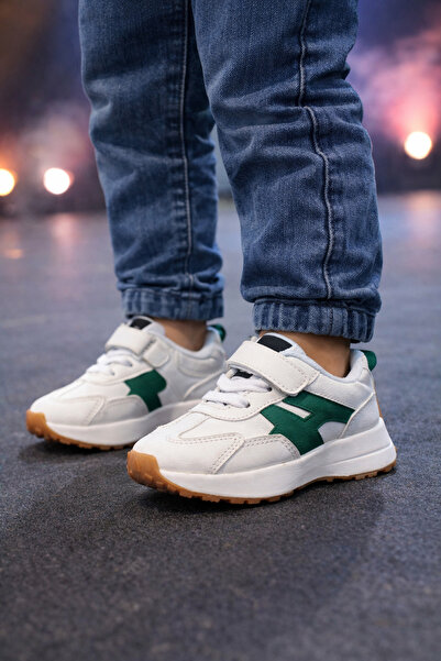 Bebelul Λευκά πάνινα παπούτσια με πράσινες ρίγες - Karl