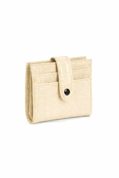 Lexa Aksesuar İthal Kroko Desen Krem Minimal Kadın Kartlık ve Cüzdan