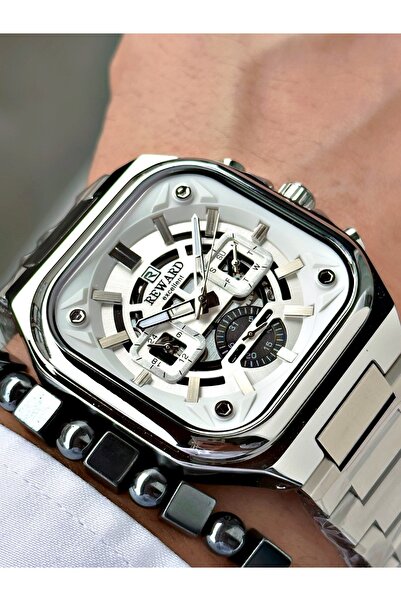 Reward Gümüş Renk Kare Model Fonksiyonlu Erkek Kol Saati + BİLEKLİK HEDİYELİ