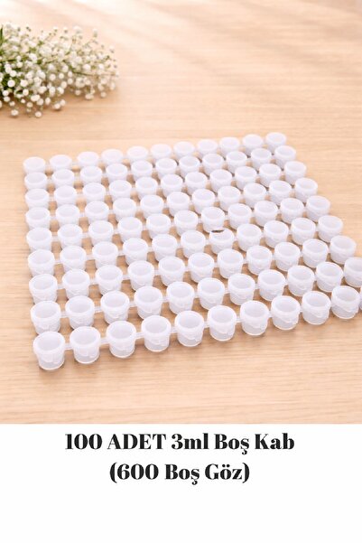 by burcu doğan 100 Adet 3ml Boş Boya Kabı (600 Boş Boya Gözü Kilitli)