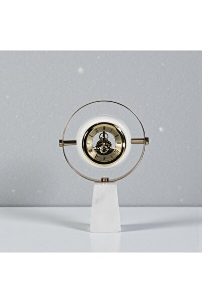 fontiero Halka Formlu Altın Metal Çerçeveli Mermer Tabanlı İskelet Mekanizmal...