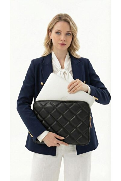 estrella paris Laptop Bag MacBook Air Pro 13 Inch Quilted Caprice Black