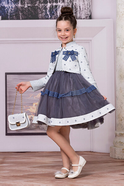 SÜSLÜ PİNK KİDS GIRLS DRESS WITH JACKET