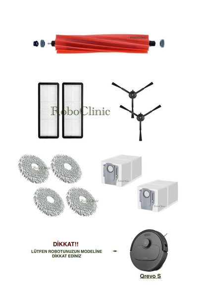 Roboclinic فرشاة بديلة متوافقة مع مكنسة روبوروك QRevo S (أسود) الروبوتية، فلت...