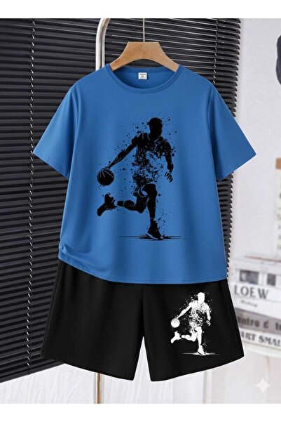 Nice Clothes Children's Tracksuit Set Hooded Unisex Black Basket Print