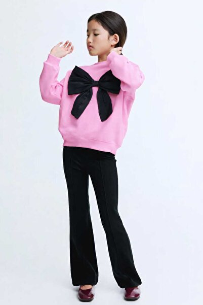 RONYPONY Girl's Black Bow Detailed Sweatshirt | Spanish Paça Team