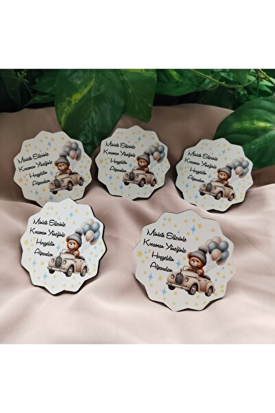 ZEKAAVM Baskılı ahşap bebek magnet 10 adet bebek doğum sünnet parti magneti