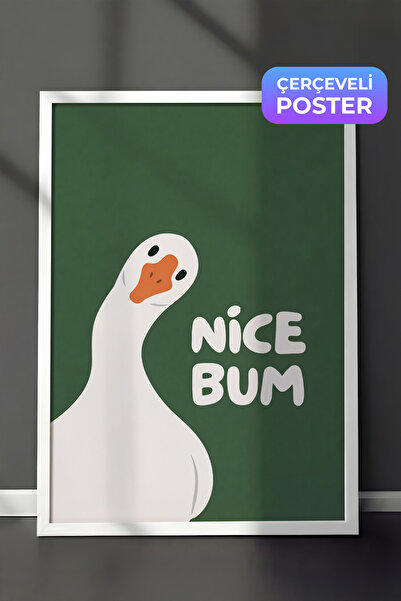 Zestia Beyaz Çerçeveli Duvar Tablosu Şirin Kaz Karikatürü Nice Bum Genç Odası...