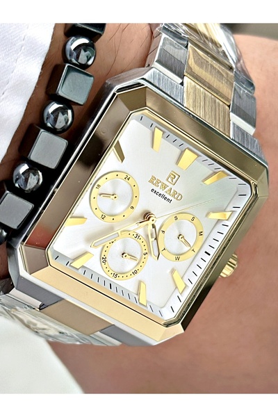 Reward Altın Gümüş Renk Kare Fonksiyonlu Klasik Model Orjinal Erkek Kol Saati...