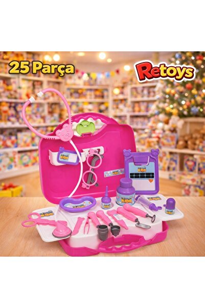 Retoys Çantalı Oyuncak Eğitici Çantalı Doktor Hemşire Gerçekçi Set 25 Parça C...