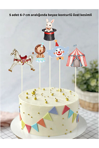 Sinek Kupası Tasarım زينة كعكة عيد الميلاد بتصميم السيرك، 5 قطع